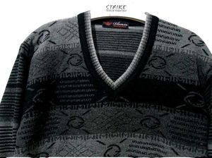 Vintage Patterned V-Neck Sweater