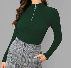 Women Green Collared Top
