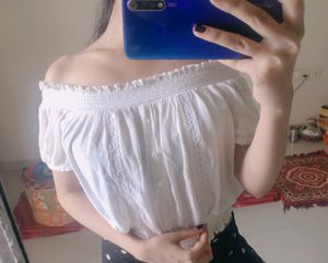 Off Shoulder Coquette Top Cream