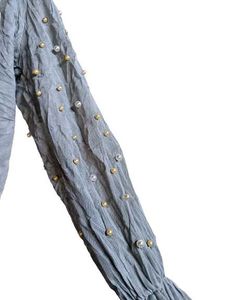 See-through Fashion Crop Top Pearl Blouson Grey