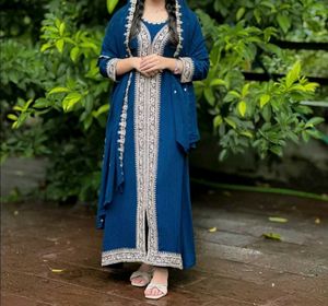 Semi PartyWear Aline Gown, Pant Duppata Set