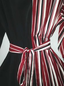 Colorblock Striped Asymmetrical Dress