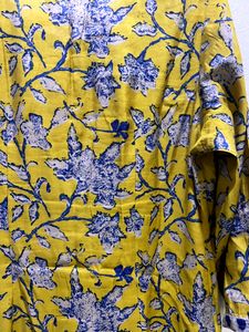 Printed blue and yellow kurti