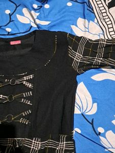 Black Check Knee Length Dress