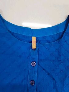 Royal Blue Cotton Kurti for Women (M)