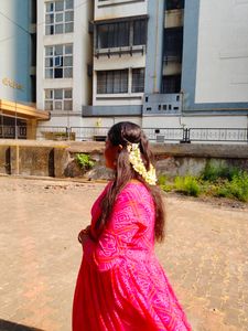 Women Pink Bandhani Style Gown