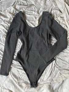 Check One Piece Backless Bodysuit Top