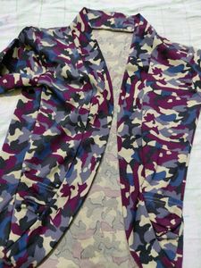 Camo Open Front Cardigan