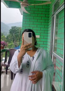 Elegant White Floral Anarkali Kurta