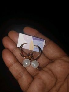 Pearl Drop Hoop Earrings