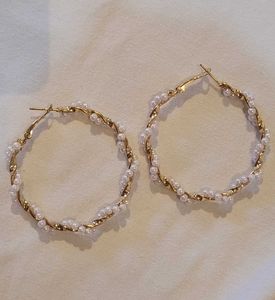 Pearl Embellished Hoop Earrings