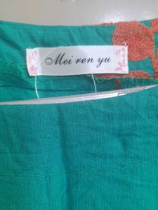 Leaves Green Imported Cotton Silk Mix Fabric