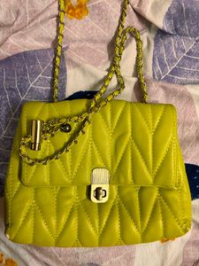 Lime Quilted Handbag