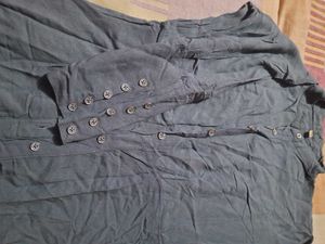 Stylish Plain Grey Kurta Cum Shrug