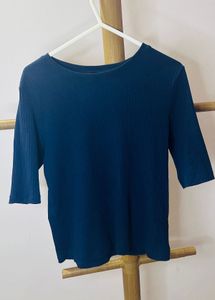 Navy Ribbed Top