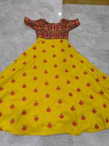 Embroidered Yellow Long Frock