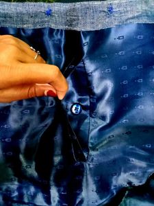 Blue Linen Blend Jacket