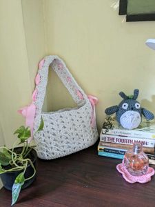 Crochet Handbag with Ribbon