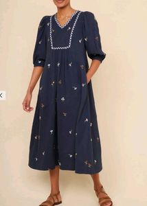 Embroided Blue Dress