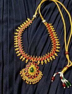 Red & Gold Tone Gemstone Necklace