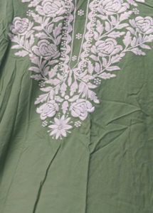 Green Embroidered Kurta