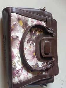 Floral Faux Leather Satchel