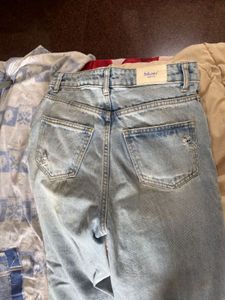 bluer denim , distressed, waist 26inches, high wai