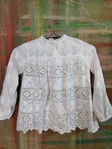 White Embroidered Eyelet Top