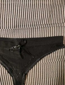 Black Thong Panties with Bow