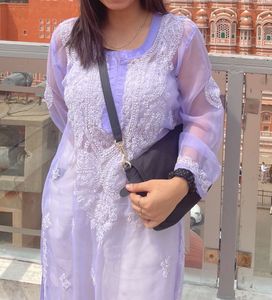 Lilac See Through Embroidered Kurti