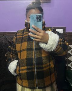 H&amp;M Jacket With A Faux Fur Collar
