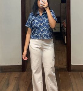 Cotton printed crop shirt