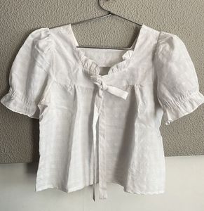 White Puff Sleeve Top