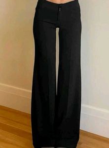 Flared Mid Rise Black Trouser