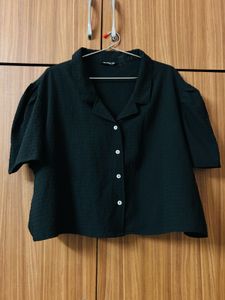 Midnight Collared Crop Top🖤