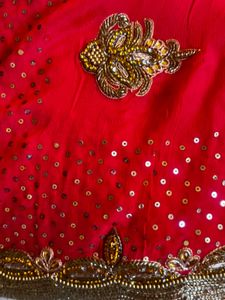Elegant Red &amp; Pink Saree with stitched blouse💕😘�