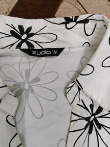 White Floral Crop Cut Top