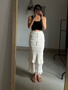 Crochet Ruffled Mermaid Tiered MIDI  Skirt