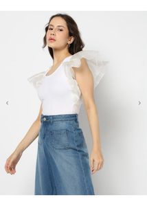Frill sleeves body suit