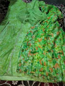 Lime Green Long Kameez With Lahnga