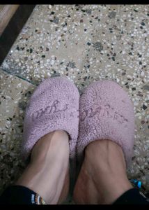 Pink Warm Slippers In 5:5 -6 Size For Women