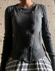 Gray Zip-Up Knit Jacket and Free Dress