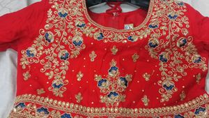 Red Embroidered Anarkali Dress