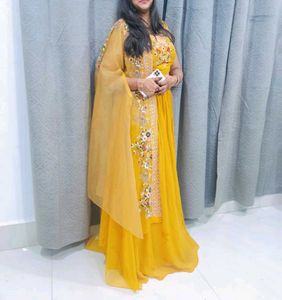 Vibrant Yellow Lehenga with Cape Jacket