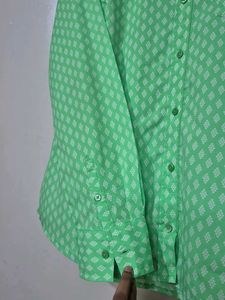 Green Printed Shirt For Women
