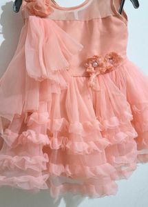 Peach Ruffle Party Dress