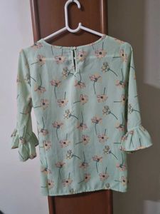 Floral Top With Ruffle Sleeves