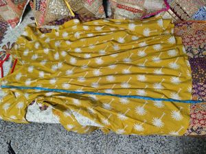 Akkriti Pure Linen Mustard A-Line Maxi Dress