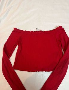 H&amp;M Red Off Shoulder Top