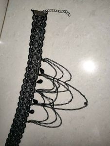 Black Lace &amp; Chain Choker